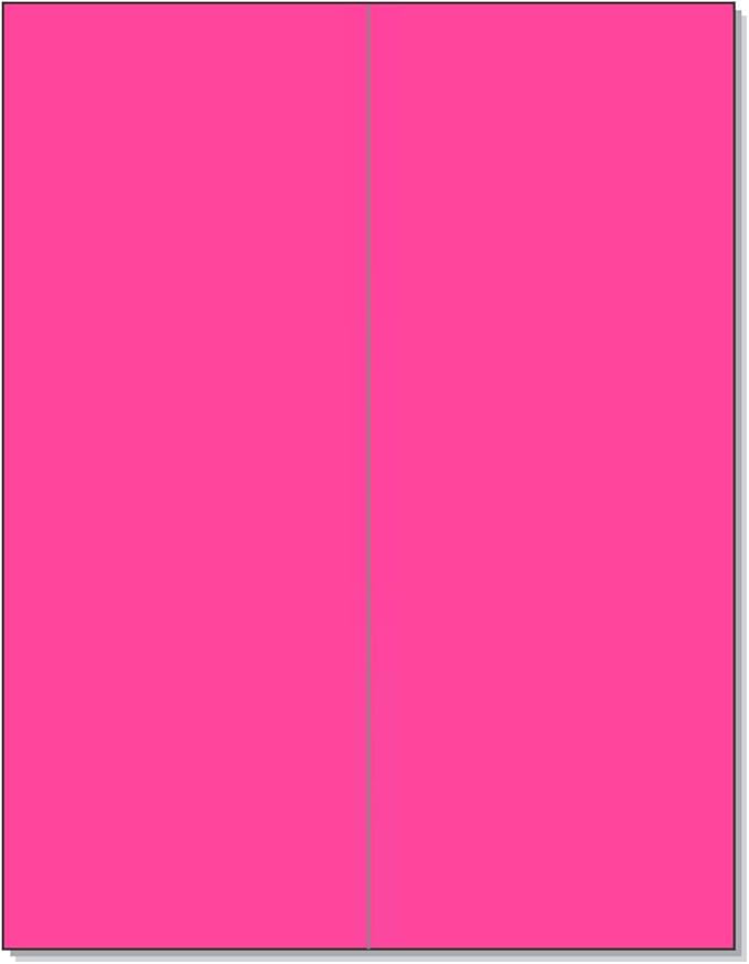 NextDayLabels - 8-1/2 x 11 Neon Color High Light Fluorescent Labels for Laser & Inkjet Printer (Pink Fluorescent, 4-1/4" x 11" - 2 Per Page | 50 Labels)