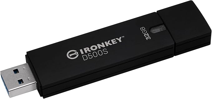 Kingston Ironkey D500S 32GB Encrypted Flash Drive | Dual Hidden Partition | FIPS 140-3 Level 3 | XTS-AES 256-bit | BadUSB and Brute Force Protection | Multi-Pin Option | IKD500S/32GB