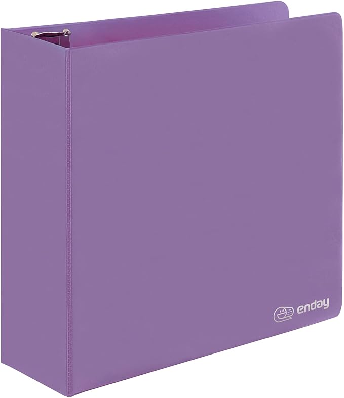 3 Inch Binder 3 Ring Binders Purple, Slant D-Ring 3” Clear View Cover with 2 Inside Pockets, Heavy Duty Colored School Supplies Office and Home Binders – by Enday