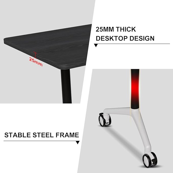 Conference Room Table with Flip-Top Design for Dynamic Meetings, Business Table Computer Desk with Heavy-Duty Frame,Foldable Seminar Meeting Tables for Home Office (2, F, 55.1IN)