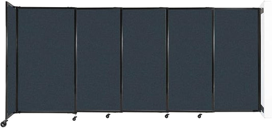 Wall-Mounted Sliding StraightWall Room Divider | Adjustable Widths | Locking Wheels | Room Separator | Up to 11'3" Wide x 5' Tall Blue Spruce Fabric Panels