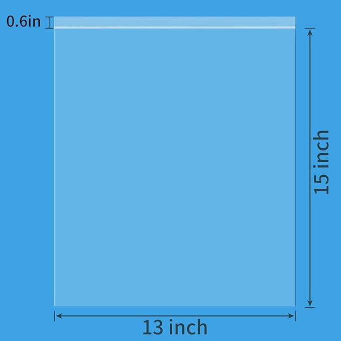 13" X 15" (30 Count) 2 Mil Clear Plastic Shirt Bags, Reclosable Large Poly Bags with Zip Seal for Travel, Storage, Packaging, Shipping