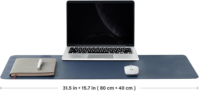 Cork Desk Mat - Dual-Sided Desk Pad for Office and Home - Desk Organization and Accessories - Ideal for Large Mouse Pad and Desk Mats on Top of Desks(Dark Blue,80cmx 40cm)