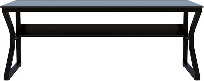 Extra Long Desk with Bookshelf - 71" Double Long Writing Table for 2-Person Workstation, Modern Study Work Computer Desk for Home and Office, Black