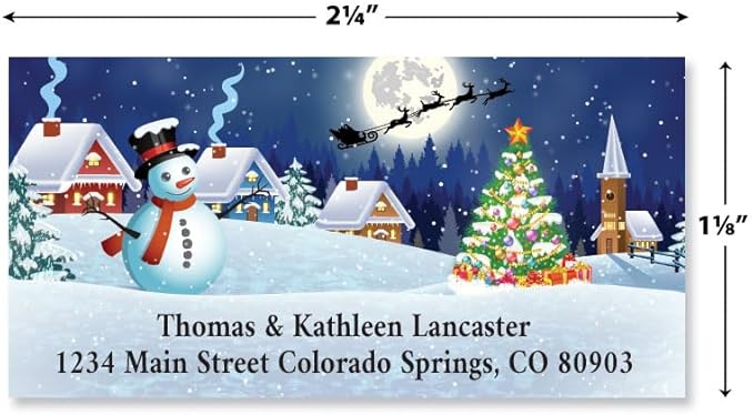 Christmas Night Personalized Christmas Address Labels - Set of 144, Self-Adhesive, Flat-Sheet Labels, by Colorful Images