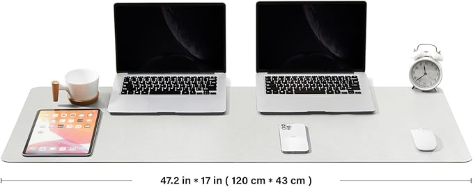 Large Cork Desk Mat - 47.2"x 17" Desk Pad for Office and Home - Ideal for Large Mouse Pad and Desk Mats on Top of Desks(White)