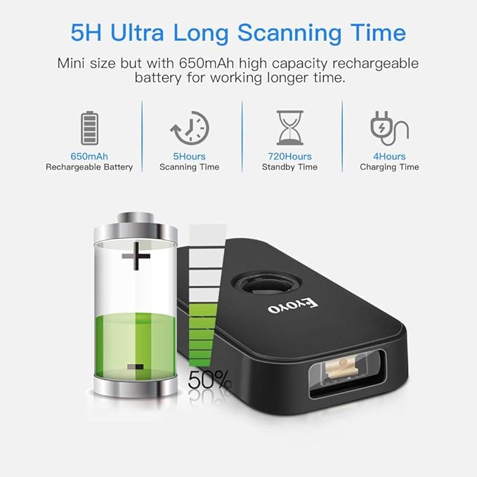 Eyoyo Mini 1D Bluetooth Barcode Scanner, 3-in-1 Bluetooth & USB Wired & 2.4G Wireless Barcode Reader Portable Bar Code Scanning Work with Windows, Android, iOS, Tablets or Computers