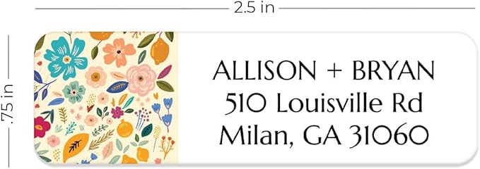 Multi-Floral Print Rolled Address Labels / 250 Personalized Return Address Labels/Designer Address Stickers in Elegant Plastic Dispenser