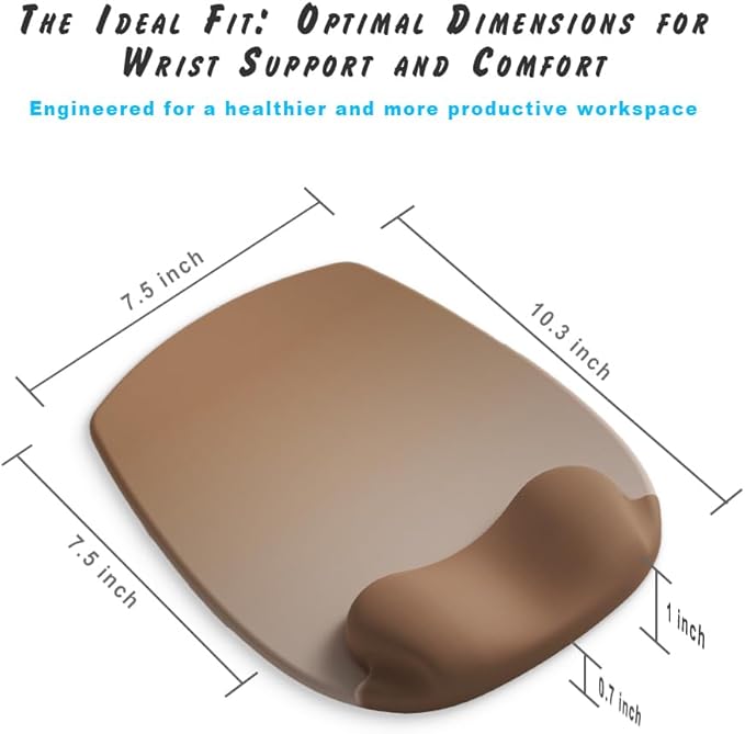 ErgoFlow Gel Wrist Rest Mouse Pad - Ergonomic Cushion for Desk, Cute Aesthetic Computer Decor for Women; Small Mousepad Mat&Laptop Pads - Office Home Support & Ergo Accessories Supplies(02Mocha Sand)