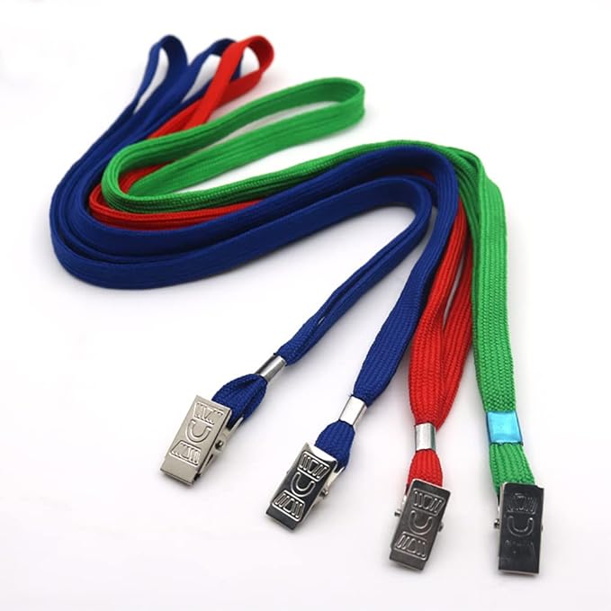 Beebel Lanyard 100 Pack Green Badge Lanyards Flat Lanyards Round 32" with Badge Clip