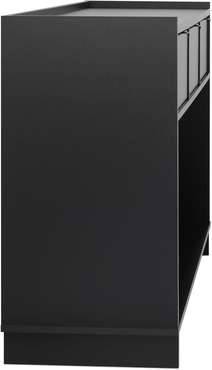 Prepac Black Simply Modern Entryway Table, Narrow Console Table with 3 Drawers, Media Console with Storage, 15.75" D x 60.25" W x 32" H