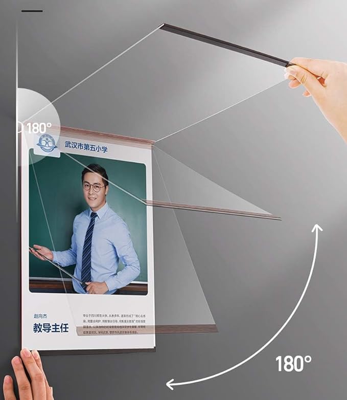 Wall Mount Acrylic Sign Holder Self Adhesive Magnetic Display Frame Clear Document Frame for Office, Store, School, Home, Wall Picture Frame (Horizontal and Vertical Dual Use A5 148×210mm/5.83×8.27inches)