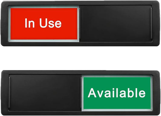 Available or In Use for Home Office Hotles Hospital Restroom, Vacant Occupied Slider Door Tells Whether Room in Use or Available, 7'' x 2''-Black