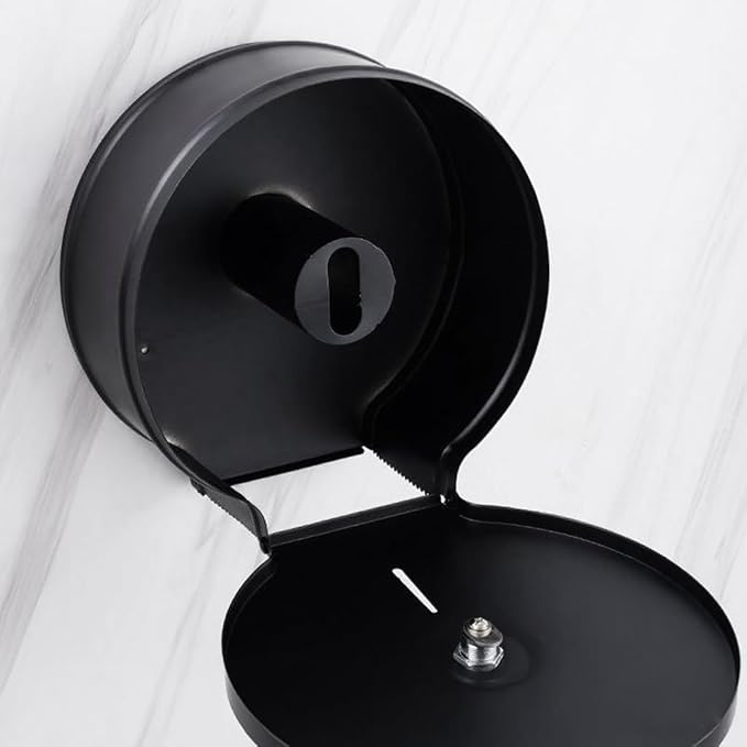 Black Stainless Steel Paper Towel Dispenser Wall Mount, TOBEFORT Commercial Jumbo Toilet Paper Dispenser, 9 Inch Roll with 2.5 Core, Toilet Paper Holder Bath Tissue Dispenser with Lock Key