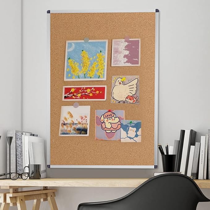VIZ-PRO Large Cork Bulletin Board, 72 X 48 Inches, Wall-Mounted Corkboard with Silver Aluminium Frame for School, Office, and Home 6' X 4'