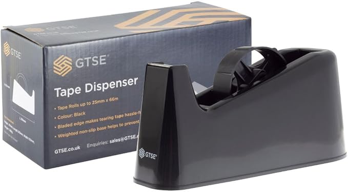 GTSE Premium Clear Tape, Dispenser & Heavy Duty Scissors, 1 inch x 217 feet, Strong Transparent Gift Wrap Tape for Home, Office, 12 Rolls