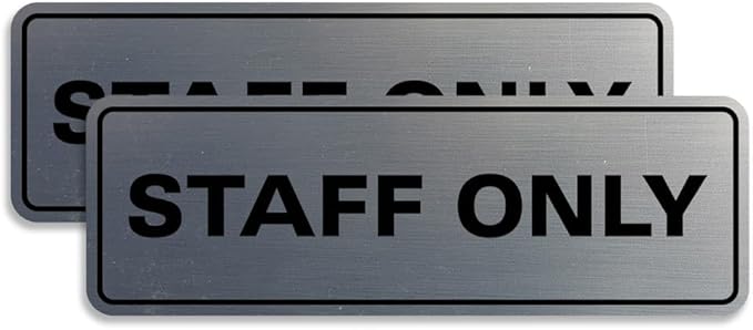 All Quality Standard Staff Only Wall or Door Sign | Easy Installation | Office Workplace Signs | Enhanced Security ‌ - Silver - Medium (2 Pack)
