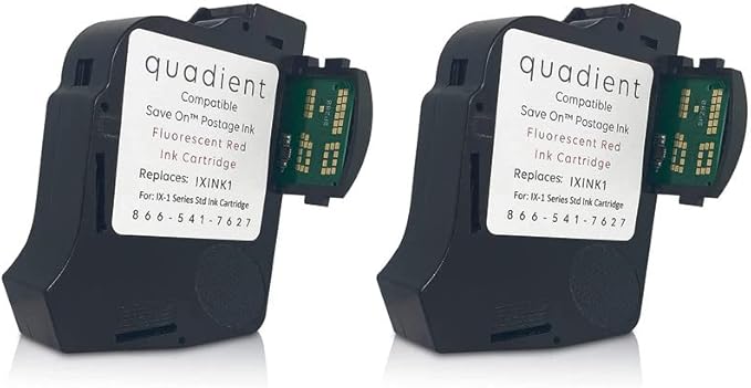 Save On Postage Ink IXINK1 Compatible Quadient Std Ink Cartridge for iX-1 Series, 2 Pack