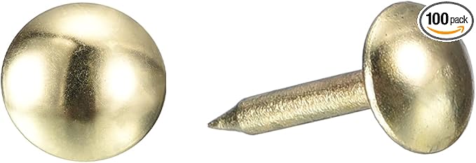 uxcell Upholstery Tacks Nail Pins Furniture, 100Pcs 6.4x13mm Thumb Tack Pins Assortment Kit Carbon Steel for Home Sofa DIY Decorative Nail Heads Nails, Gold