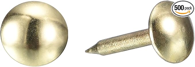 uxcell Upholstery Tacks Nail Pins Furniture, 500Pcs 6.4x13mm Thumb Tack Pins Assortment Kit Carbon Steel for Home Sofa DIY Decorative Nail Heads Nails, Gold