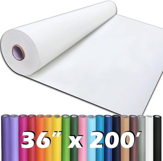 PerkHomy 36" x 2,400" (200') White Kraft Paper Roll for Craft Bulletin Board Paper Art Table Covering Crafting Gift Wrapping Bouquet Packing Parcel 80GSM 55LB (White, 36" x 200')