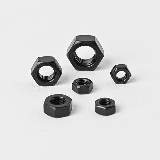 #8-32 (100 Pack) Hex Head Nuts, Black Oxide 304 Stainless Steel 18-8 Hexagon Nuts, Hex Drive, Standard Inch Coarse Thread