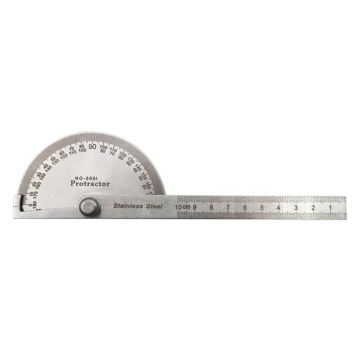 Stainless Steel Angle Protractor, 0-180 Degrees, 10 cm Woodworking Ruler, Angle Measure Tool