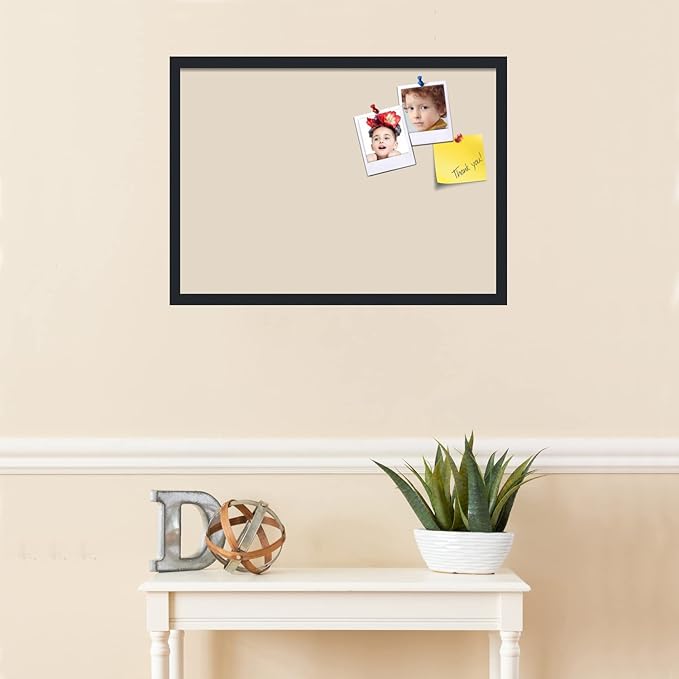 PinPix 28x20 Inch Cork Bulletin Board. This Decorative Framed Pin Board Comes with Desert Pastel Design and a Satin Black Frame. Ideal for Home Office Decor or Message Board (PinPix-1815)