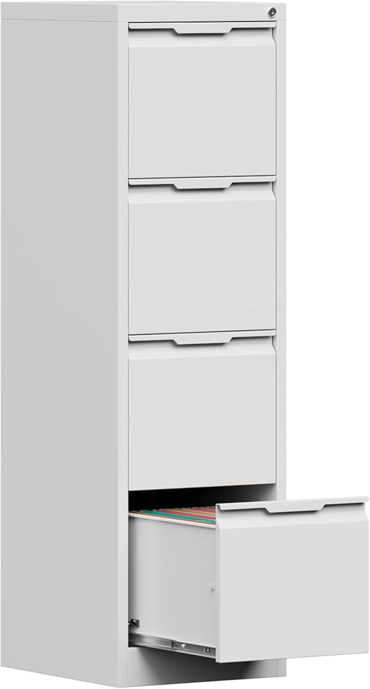 4-Drawer Metal File Cabinet with Lock,Steel Printer Stand with Storage for Home Office,Vertical Filing Cabinet for Legal/Letter/A4 Files,Assembly Required