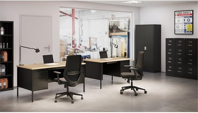 Scranton & Co 25" D Metal 4-Drawer Letter Width Vertical Filing Cabinet in Black, Lockable, Sturdy Steel Construction, Office and Home Use, Durable Storage for Documents and Files