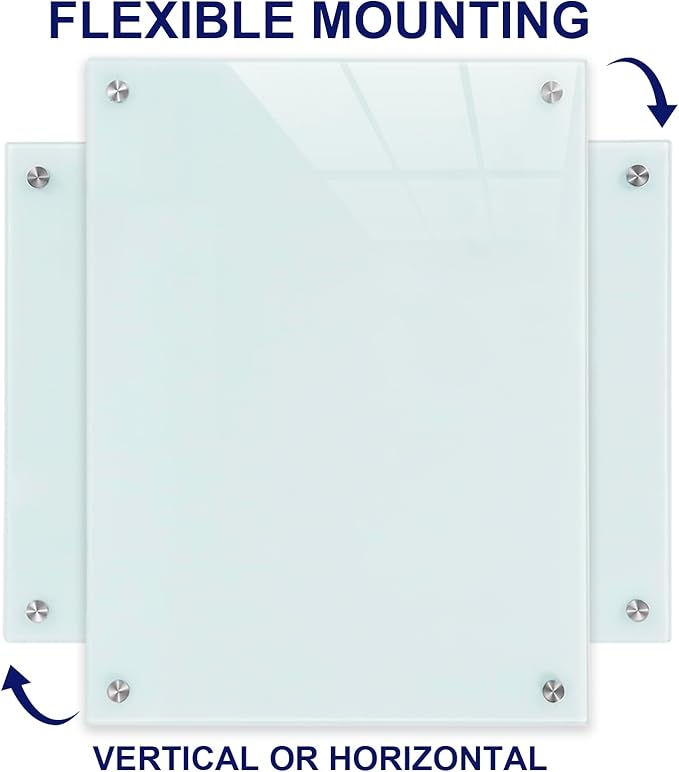Magnetic Dry Erase Glass WhiteBoard - Frameless Wall Mounted Glass White Board for School Teaching Office Meeting 36"x48"