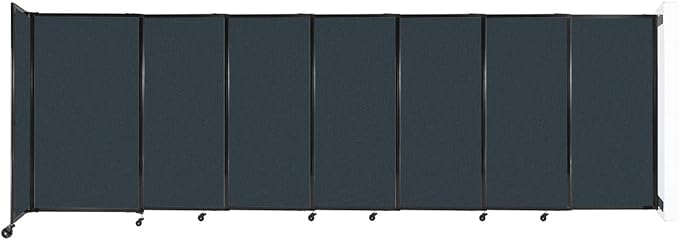 Wall-Mounted Sliding StraightWall Room Divider | Adjustable Widths | Locking Wheels | Room Separator | Up to 15'6" Wide x 5' Tall Blue Spruce Fabric Panels