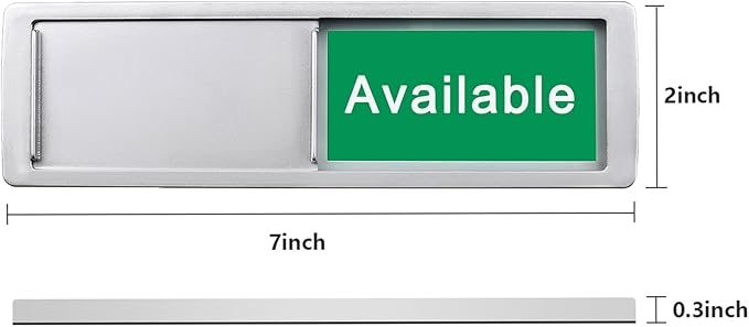 Available or In Use,for Home Office Hotles Hospital Restroom, Vacant Occupied Slider Door Tells Whether Room in Use or Available, 7'' x 2''
