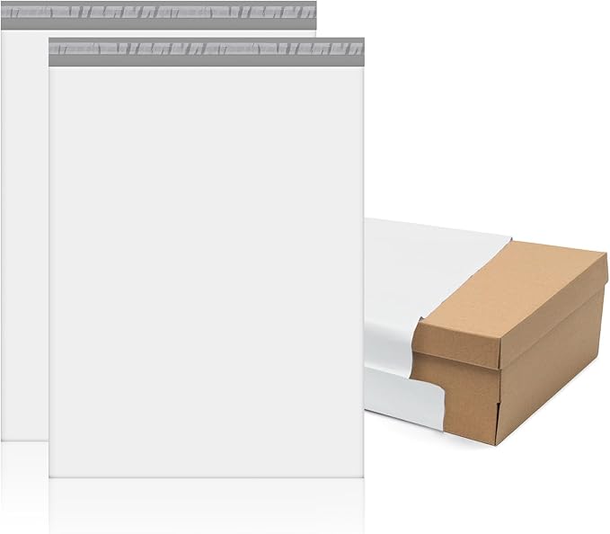Fuxury 25 Pcs Poly Mailers 17.7 x 22", XL Shipping Bags for Clothing, Strong Adhesive Shipping Mailing Envelopes,Large Self-Sealing Polymailer for Small Business White #10