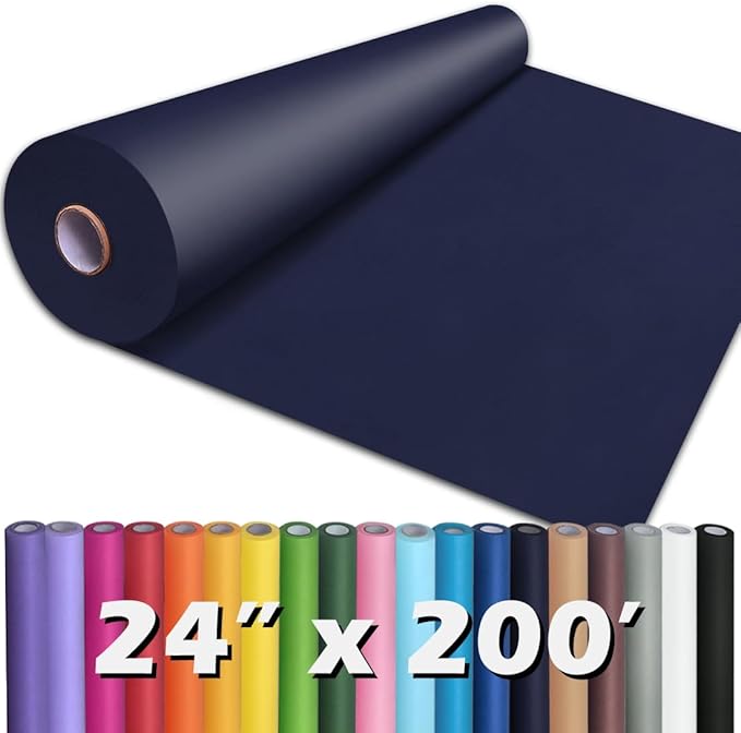PerkHomy 24" x 2,400" (200') Navy Blue Kraft Paper Roll for Craft Bulletin Board Paper Art Table Covering Crafting Gift Wrapping Bouquet Packing Parcel 80GSM 55LB (Navy Blue, 24" x 200')