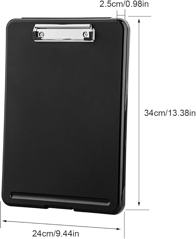 ZCZN Plastic A4 Form Storage Box Case, Clipboard Case, Bulk clipboard Set Suitable for School,Utility,Industrial Office, Medical Personnel,Black,24 Pack