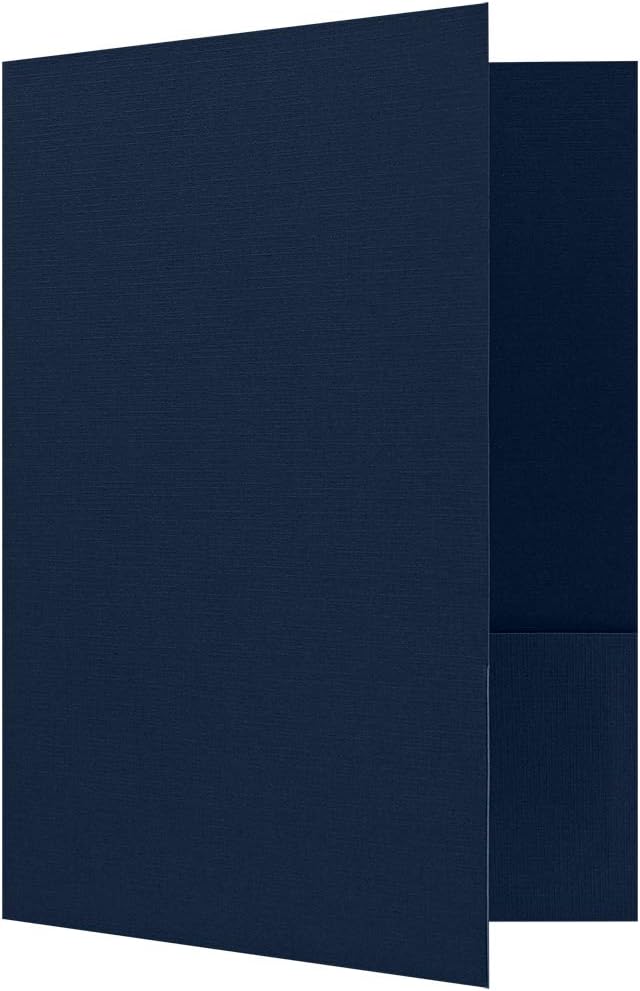 LUXPaper 9" x 12" Presentation Folders | Two Pocket | Nautical Blue Linen | 100lb. Cover | 10 Qty