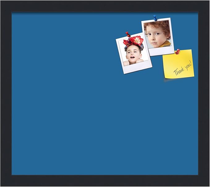 PinPix 16x14 Inch Cork Bulletin Board. This Decorative Framed Pin Board Comes with Navy Pastel Design and a Satin Black Frame. Ideal for Home Office Decor or Message Board (PinPix-1811)