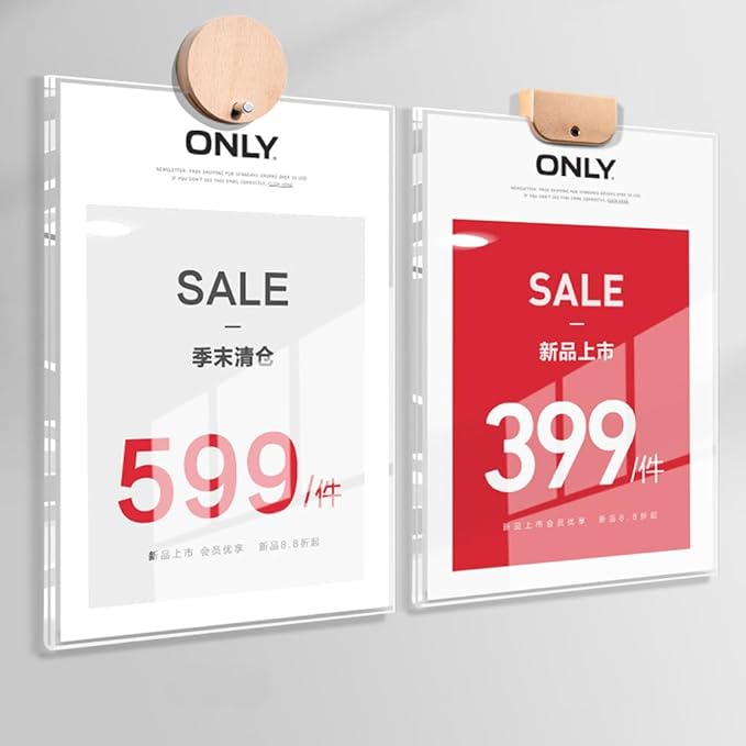Wall Mount Acrylic Sign Holder with 3M Tape, Photo Menu Flyer Display Frames for Mall, Office, Home, Restaurant (Metal Horizontal A4 210×297mm/8.27×11.69inches)