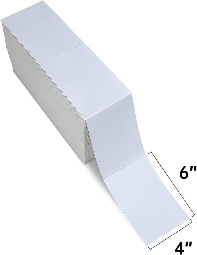L LIKED 3000 Fanfold 4" x 6" Direct Thermal Labels, with Perforated line for Thermal Printers - Compatible with Zebra & Rollo Printer (4" x 6" - 3000 Labels)