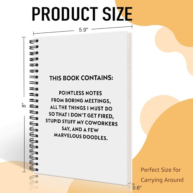 Pointless Notes from Boring Meetings Funny White Golden Spiral Notebook, Humorous Office Gifts, Gag Gifts for Coworkers, Funny Office Sarcastic Gifts for Coworkers,Team Members, Employees