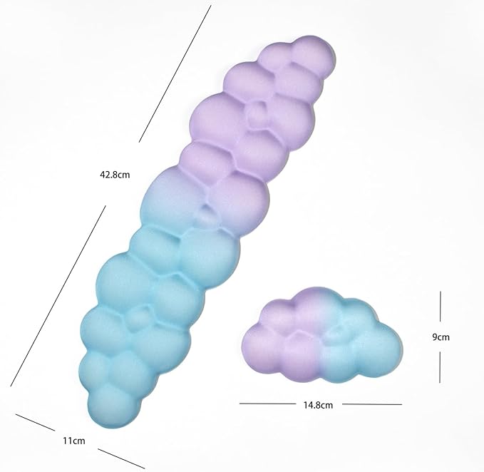 Cloud Wrist Rest for Mouse, 2 Pack Blue Purple Gradient Cloud Keyboard Wrist Support, Soft Memory Foam with Non-Slip Base, Desk Accessories for Office Gaming Computer