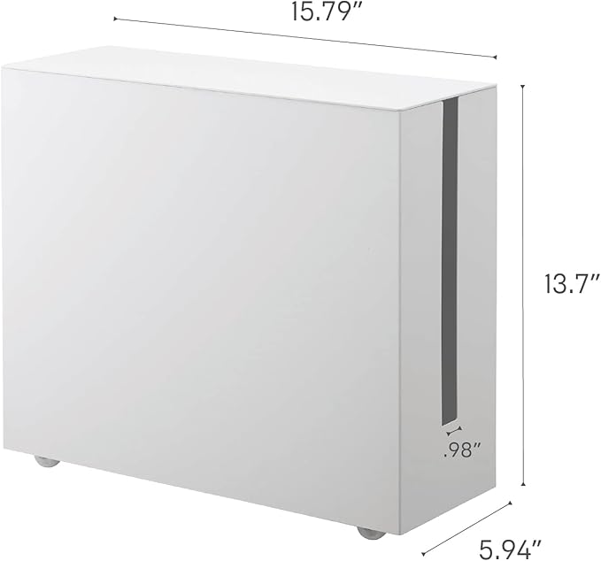 Yamazaki Home Rolling Cable Management Cord Power Strip/Surge Protector Storage Organizer for office or Bedroom Steel One Size White