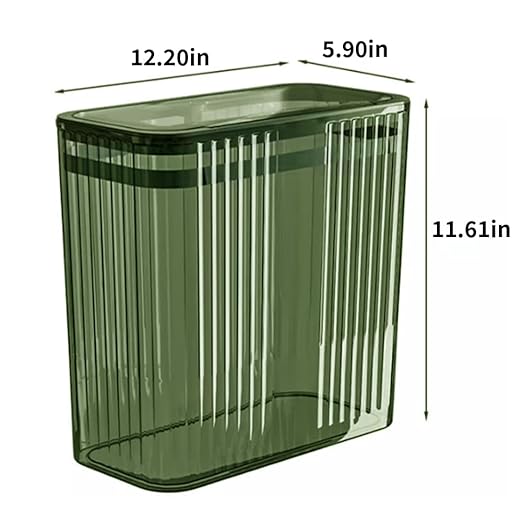Transparent Trash Can, Bathroom Trash Cans with Lids, 3.5 Gallon Garbage Can for Bedroom, Office, Plastic Slim Waste Basket with Press Top Lid, 15L Clear Trash Bin for Home, Kitchen (Green)