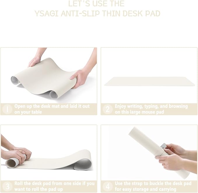 YSAGi Non-Slip Leather Desk Pad, Desk Matt for Desktop, Waterproof Laptop Computer Keyboard Mat, Table Protector Blotter Mat, Large Mouse Pad for Office/Work/Home/Decor(Cream, 23.6" x 13.7")