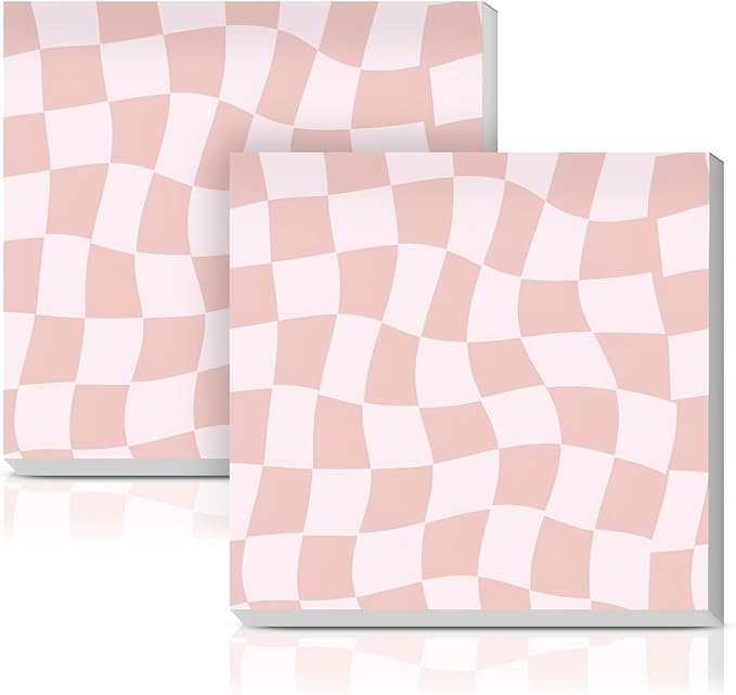 Sticky Notes 3x3 Inches, 2 Pads Cute Colorful Self-Stick Note Pads, Easy to Post for Home, Office and Daily Life Organization Distort Red Checkerboard