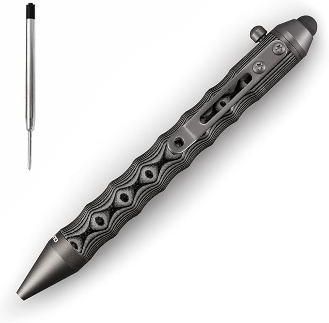 Cool Hand 4.5'' EDC Ballpoint Ink Refillable Bolt Action Tactical Pens Stylus for Touch Screen, Ergonomic Grip, Hold in Texture with Finger Grooves