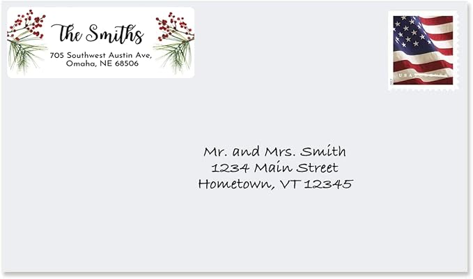 Personalized Christmas Return Address Labels - Custom Holiday Return Address Labels, Set of 120 Self Adhesive Mailing Rectangle Personalized Name Stickers (Pattern 1)