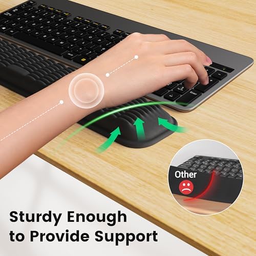MEKASS Ergonomic Wrist Rest for Keyboard and Mouse, Soft Memory Foam Keyboard Wrist Rest Set with Non-Slip Silicone Base, Easy Typing, Pain Relief, Comfort for Office, Work, Gaming (Brown Marble)