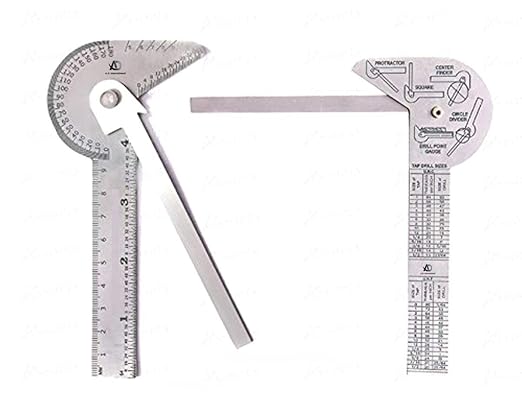 Multi Purpose Protractor Square Rule Centre Finder Drill Point Gauge Hand Tools